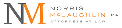 Norris McLaughlin, P.A. Logo. White background. Orange and Gray font colors.