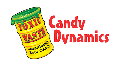 Candy Dynamics logo featuring Toxic Waste Hazardously Sour Candy drum, the flagship product of the brand.
