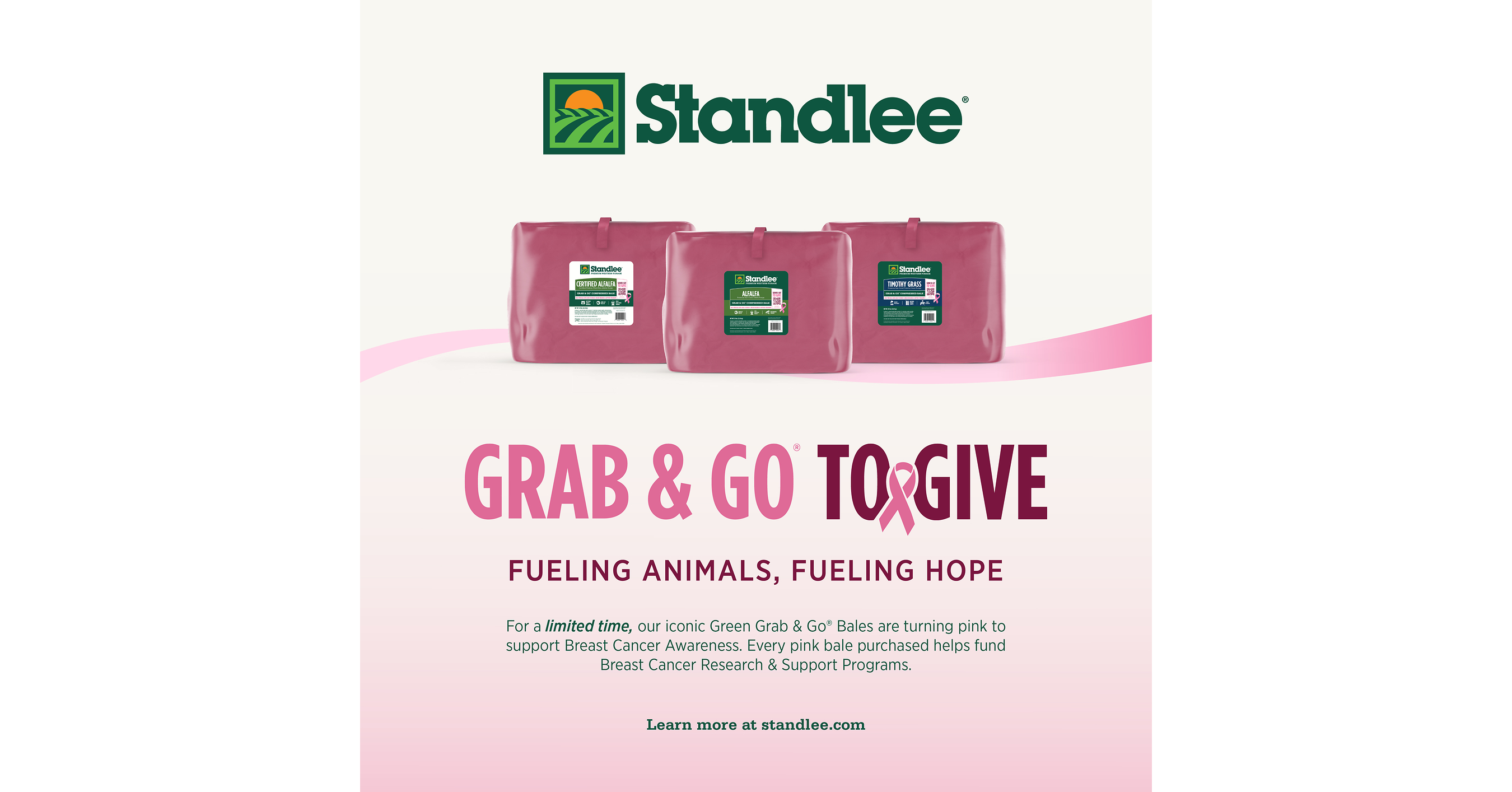 Standlee's Grab & Go® Bales Go Pink Again for Breast Cancer Awareness