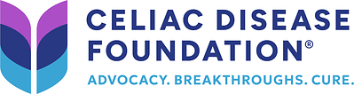 Celiac Disease Foundation Horizontal Logo with Tagline: Advocacy. Breakthroughs. Cure.