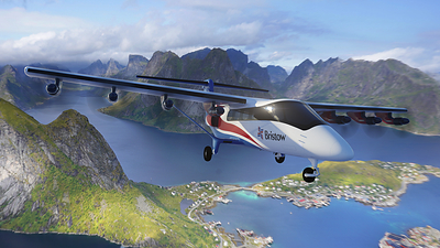 Artist rendering of Electra's EL9 hybrid-electric ultra-short takeoff and landing aircraft. Demonstration flights in Norway will utilize Electra's EL2 technology demonstrator.
