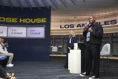Pacsun hosted an exclusive event on Friday, April 24 inside the Los Angeles Rams locker room at SoFi Stadium.
