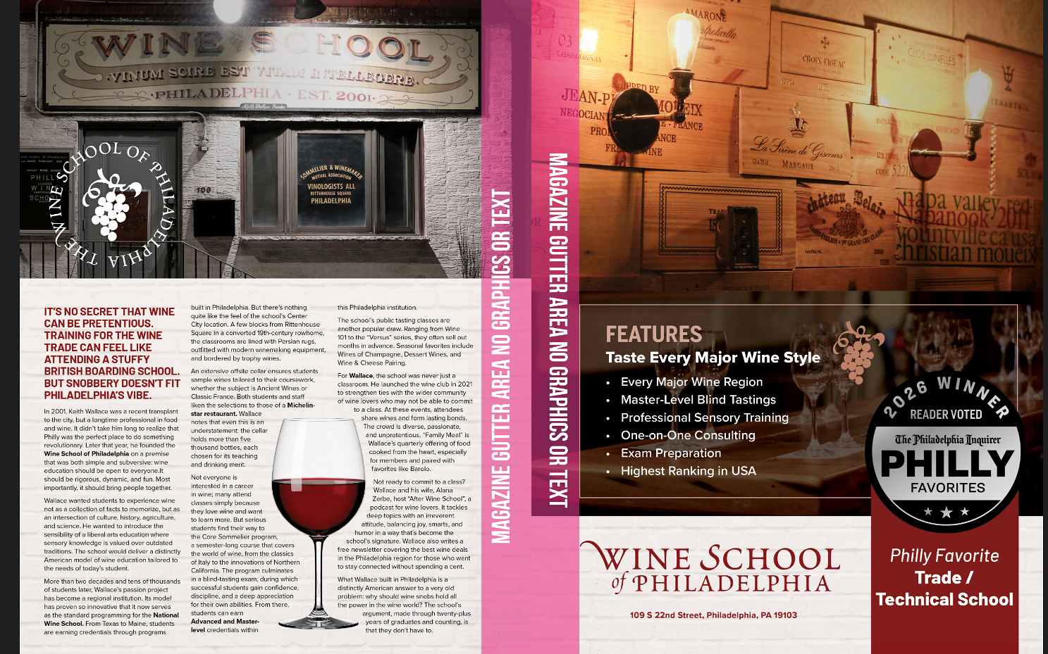The Philadelphia Inquirer's Readers Award the Wine School a Silver Medal