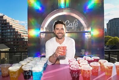 Canadian actor Robbie G.K. officially celebrated McDonald’s Canada entering its beverage era, enjoying a Strawberry Watermelon Refresher from the new permanent lineup of cold drinks, including McCafé Crafted Sodas, Refreshers, and Cloud Iced Coffees." (Photo Courtesy of George Pimentel)