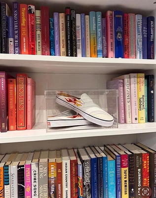 A selection of Brieane Olson’s favorite books displayed inside Pacsun SoHo during the launch celebration for Co-Created: The Cultural Strategy That Redefined Pacsun.