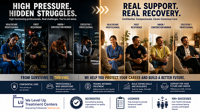 We Level Up Launches Executive Rehab Program for Professionals, Union Workers, Medical Staff, and First Responders