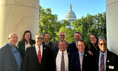 WSSA leaders gathered to share public policy positions in Washington, D.C. Pictured here: (First  row, left to right) John Byrd, WSSA-EPA Liaison; Todd Baughman, WSSA-NIFA Fellow; Lee Van Wychen, Executive Director of Science Policy; Mark Bernards, NCWSS Past President; and Byron Sleugh, WSWS President-Elect; (Second row, left to right) Dawn Refsell, WSSA President-Elect; Brett Miller, NCWSS President; Shawn Askew, SWSS President; Ian Burke, WSSA President; and Katelyn Venner, NEWSS President.