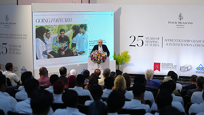 Armando Kraenzlin addresses guests during the Class of 2026 graduation ceremony