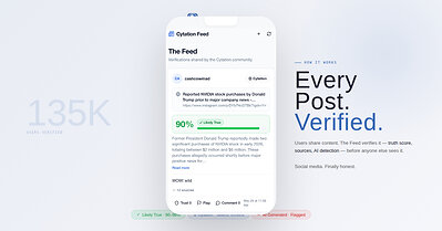A live look at The Feed: real posts, real users, real-time truth scores — verified before you ever see them.
