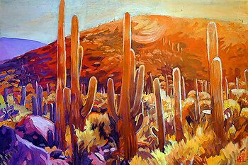 Original Painting by Greg Heil - Saguaro Glow