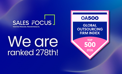 Sales Focus Inc. Ranks on the OA500 2026 Global Outsourcing Firm Index by Outsource Accelerator for Third Consecutive Year