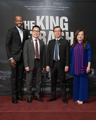 David Duong, Victor Duong, Kristina Duong, and Director Errol Webber at The King of Trash Private Screening