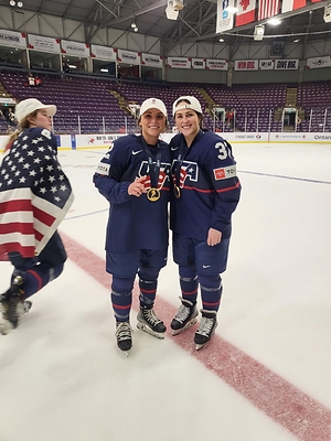 Nicole LaMantia (left) and Abbey Murphy (right) represented Team USA together at the 2023 Women’s IIHF World Championship. The accomplished athletes are scheduled to share their experiences and insights during a special panel discussion at Turning Pointe Autism Foundation’s Annual Golf Outing and Ladies’ Brunch & Browse on July 13 at Butterfield Country Club in Oak Brook.