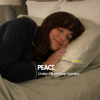 Nancy enjoys a peaceful night's rest with PEACE Duo placed beneath her pillow.