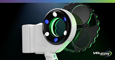 Inside the VELscope Mantis: the LED ring and filter wheel behind its three visualization modes.