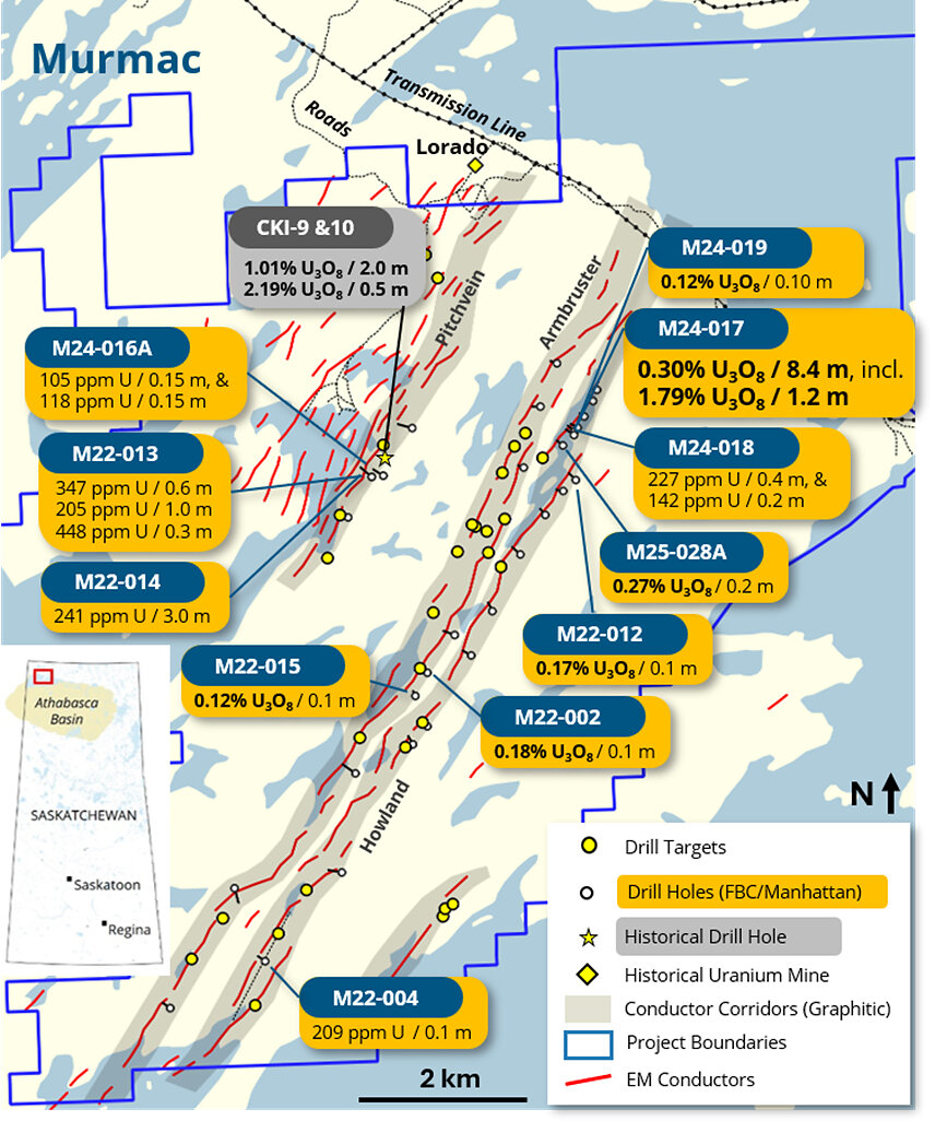 Figure 2: Murmac previous results and drill targets. Figure 2: Murmac previous results and drill targets.