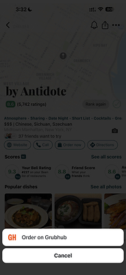 Grubhub & Beli integration