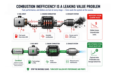 Installing CeroRoot™ reduces emissions while saving on costs associated with fuel and maintenance