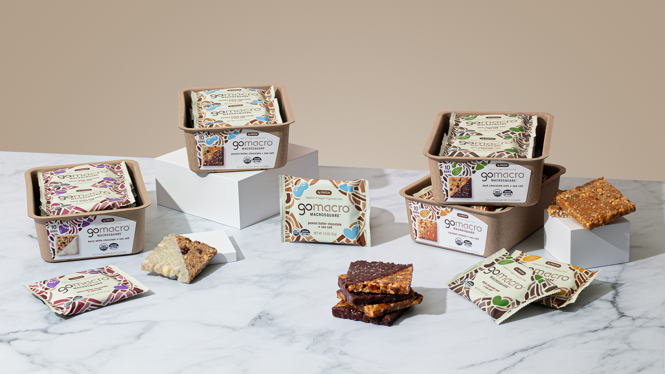 GoMacro® Launches MacroSquares™: A New Bar Format with Layered Textures and a Half-Dipped Finish