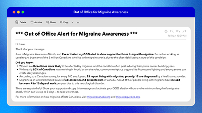 Not Just a Headache: Year Three of Pfizer's OOO for Migraine Awareness Campaign Aims to Make Migraine a Visible Priority at Work