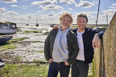 Sea Tales Bart van Olphen and Jamie Oliver in Leigh-on-Sea, Essex, England