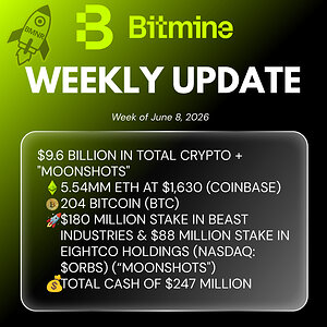 Bitmine Immersion Technologies (BMNR) Mengumumkan Kepemilikan ETH Mencapai 5,54 Juta Token, dan Total Crypto serta Total Kepemilikan Uang Tunai sebesar $9,6 Miliar