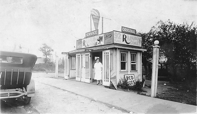 Katherine Sapp at the original Rainbow Cone stand on Chicago's South Side, circa 1926