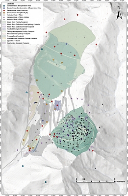 Figure 2: Simplified, conceptual map of mine plan showing planned drill hole locations. Figure 2: Simplified, conceptual map of mine plan showing planned drill hole locations.