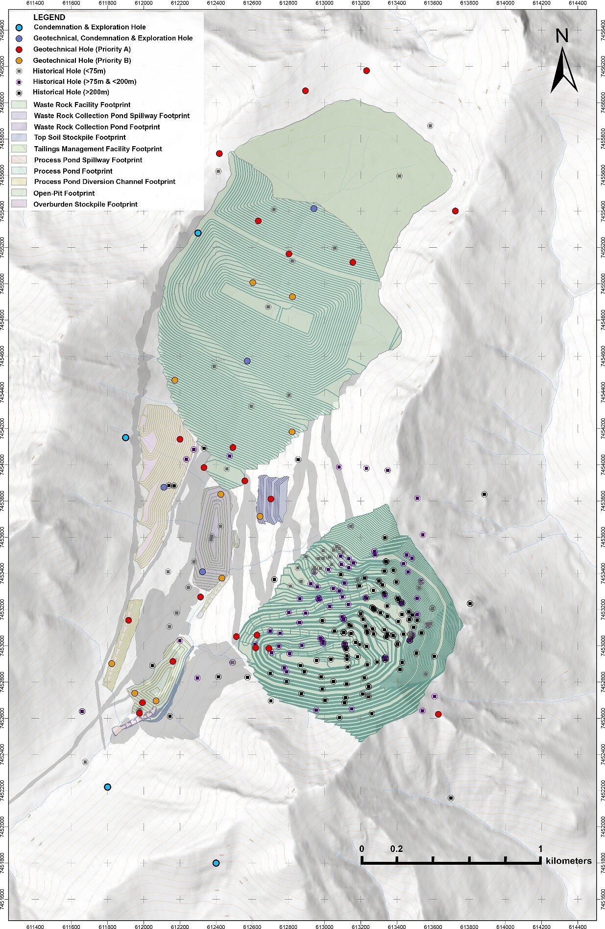 Figure 2: Simplified, conceptual map of mine plan showing planned drill hole locations. Figure 2: Simplified, conceptual map of mine plan showing planned drill hole locations.