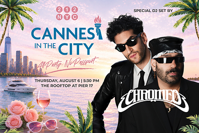 Grammy Award-nominated duo Chromeo will headline the 212NYC Summer Party with a special DJ set at The Rooftop at Pier 17 on August 6 in New York City.