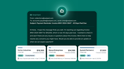 Agents autonomously monitor your accounts, flag what needs attention, and follow up automatically. Agents autonomously monitor your accounts, flag what needs attention, and follow up automatically.