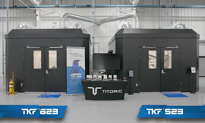 Titomic’s TKF™ 523 and TKF™ 623 cold spray systems installed at the Titomic USA Advanced Manufacturing Center in Huntsville, Alabama, showcasing scalable additive manufacturing capabilities for aerospace, defense, and industrial applications.