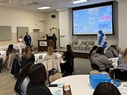 Addressing the attendees at the Chicago Asthma Consortium's 2026 Community Health Worker Educational Forum, Sinai Chicago, May 21, 2026.
