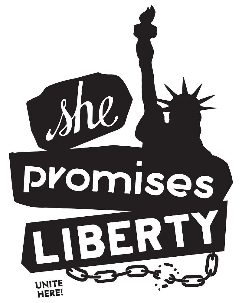 Antes de la Copa Mundial, UNITE HERE, el sindicato de hotelería y turismo, lanza una campaña para promover la libertad y la pertenencia con la obra de arte recientemente estrenada She Promises Liberty