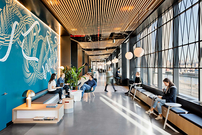Interior office space at the Dock 72 building. 