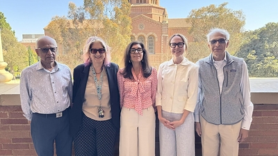 Dr. Jasvant Modi joins UCLA leaders and Jain community supporters at the inaugural lecture for the Bhagavan Abhinandan Endowed Chair.