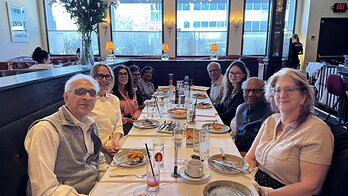 UCLA faculty, leaders, and Jain community donors gather for a vegan lunch celebrating the new endowed chair in Jain Studies.