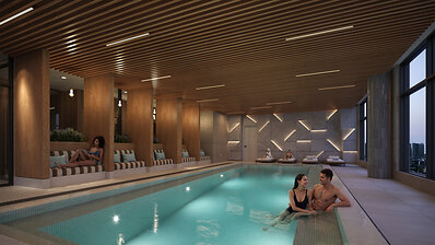Marlow introduces one of the most ambitious amenity programs in Toronto’s rental market, offering a luxury lifestyle typically reserved for five-star hotels and private clubs. By seamlessly blending wellness, recreation, and hospitality, the building sets a new standard for rental living. Residents enjoy seamless access to indoor and outdoor resort-style pools, a signature hammam spa with cold plunges, state-of-the-art fitness facilities, sports simulators, and co-working spaces.