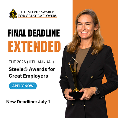 The Stevie® Awards, organizer of the Stevie® Awards for Great Employers, announced today that the final entry deadline for the eleventh annual competition has been extended to Wednesday, July 1. 