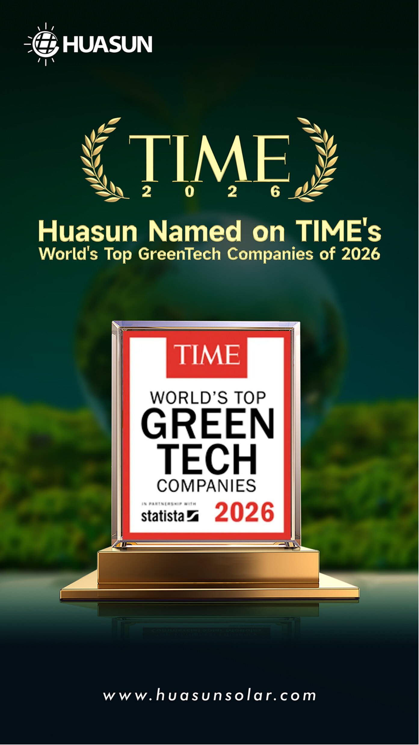 Huasun Ranked 12th on TIME's World's Top GreenTech Companies of 2026, Leaping 22 Places on the Strength of HJT Conviction
