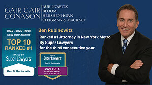 Ben Rubinowitz Ranked #1 Attorney in New York Metro Area for Third Consecutive Year by Super Lawyers