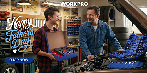 From cordless drills and saws to versatile hand tools, multi-tools, gardening and essential kits, WORKPRO has something for every dad in your life—make his day with reliable tools built to tackle any project. From cordless drills and saws to versatile hand tools, multi-tools, gardening and essential kits, WORKPRO has something for every dad in your life—make his day with reliable tools built to tackle any project.