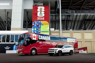 As FIFA’s official mobility partner, Hyundai brings purpose to the “Be There with Hyundai” platform, with a Hyundai Hope on Wheels SANTA FE leading Team Canada’s bus in its World Cup debut on home soil. More than just a vehicle, it’s a symbol of hope and courage, shining a spotlight on children across Canada fighting cancer.