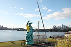 Sportsbet unveils 40-metre 'Statue of Aloisi' on Sydney Harbour