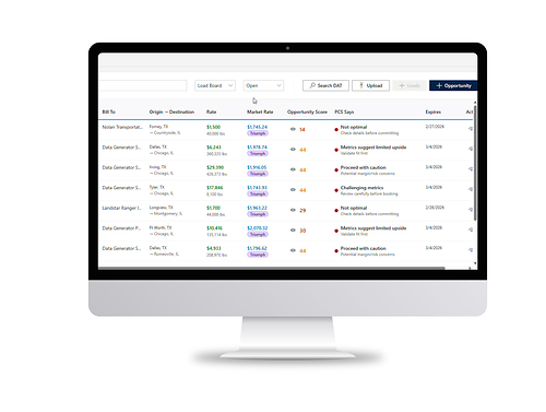 Cortex Opportunity Manager displays live Triumph Market Rate Intelligence alongside each load's rate and Opportunity Score — so dispatchers know where they stand before they commit. Cortex Opportunity Manager displays live Triumph Market Rate Intelligence alongside each load's rate and Opportunity Score — so dispatchers know where they stand before they commit.