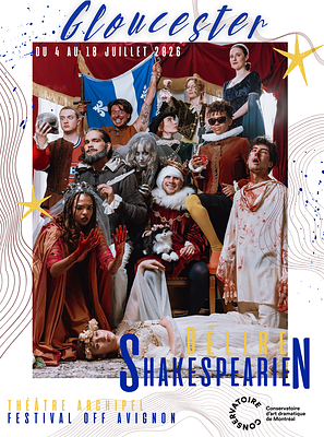 Gloucester : délire shakespearien de Simon Boudreault et Jean-Guy Legault, mis en scène par Frédéric Blanchette Gloucester : délire shakespearien de Simon Boudreault et Jean-Guy Legault, mis en scène par Frédéric Blanchette