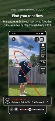 Performance Golf’s PG1 app uses SwingScan AI to help golfers identify their root swing flaw and work on the right priority in the right order.