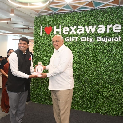 Hon’ble CM of Gujarat Bhupendra Patel with Hexaware CFO Vikash Kumar Jain at the inaugurting Hexaware's newest office at GIFT City Hon’ble CM of Gujarat Bhupendra Patel with Hexaware CFO Vikash Kumar Jain at the inaugurting Hexaware's newest office at GIFT City