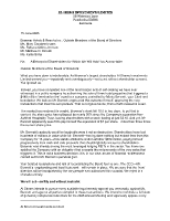 Letter to Braemar Board of Directors