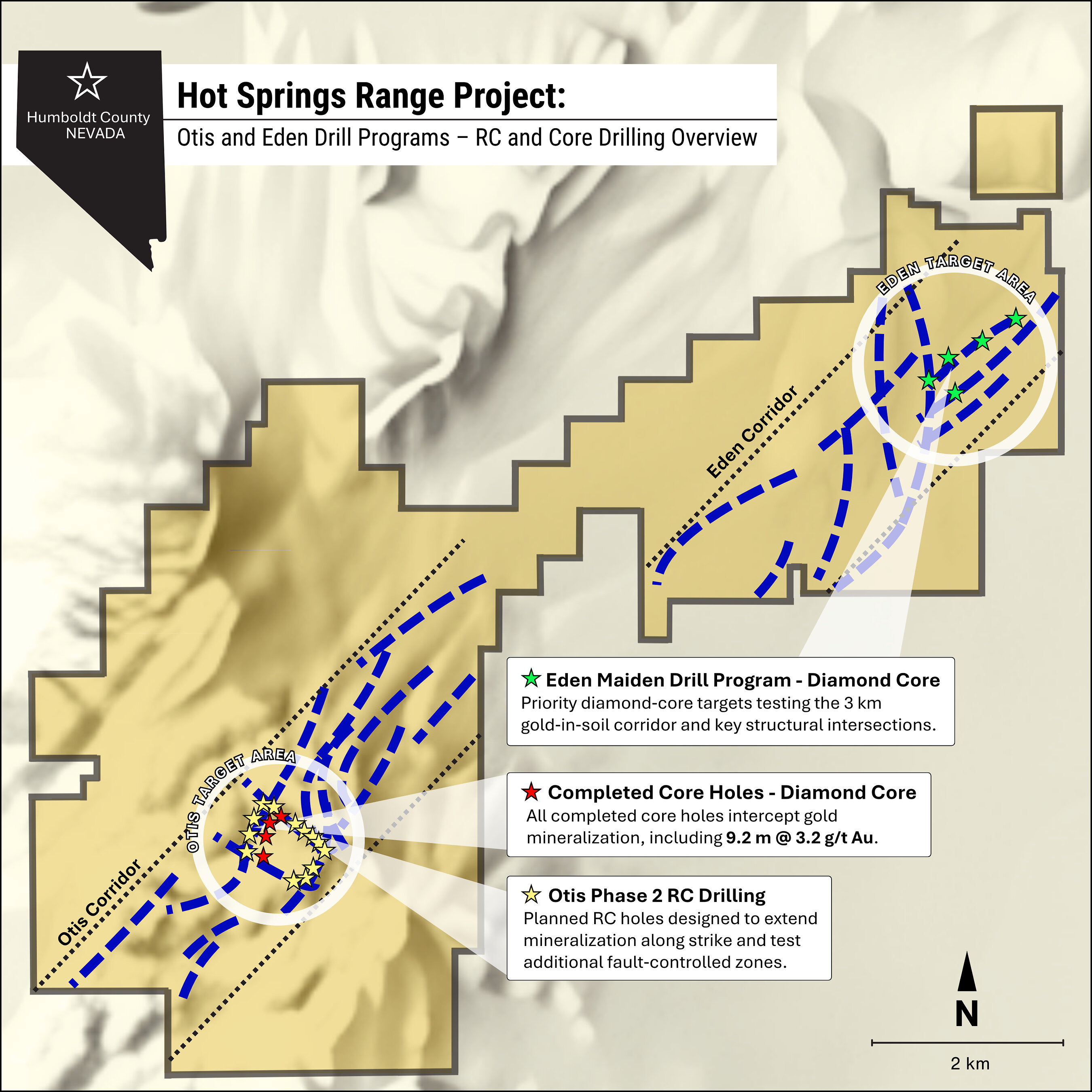 Figure 1. Hot Springs Range Project – Planned and Completed Drilling Figure 1. Hot Springs Range Project – Planned and Completed Drilling